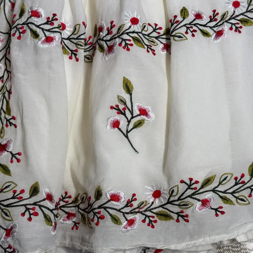 Samant Chauhan Cottage Boho Embroidered Babydoll Tiered Cami Mini Dress L Floral - Picture 9 of 14